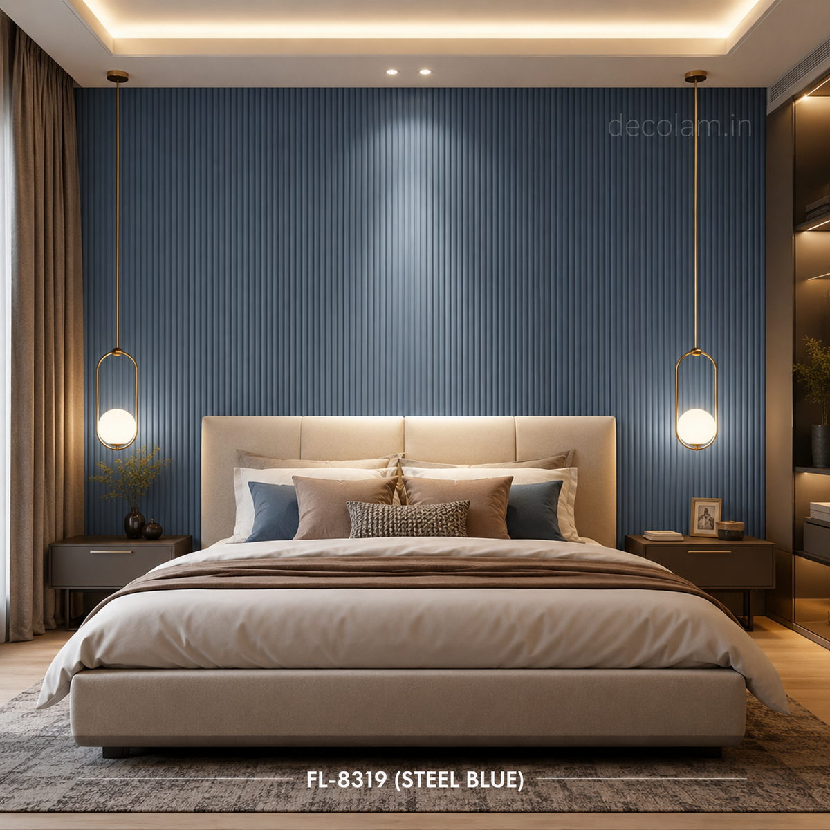 Decolam Fluted Series FL-8319 Steel Blue Acrylic Laminate image 2