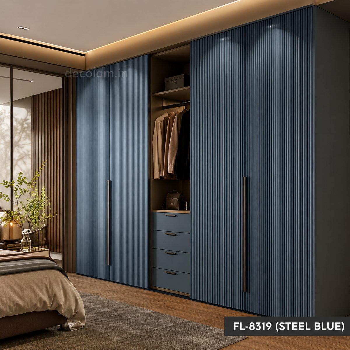 Decolam Fluted Series FL-8319 Steel Blue Acrylic Laminate image 3