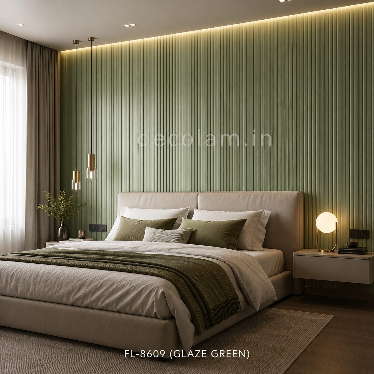 Decolam Fluted Series FL-8609 Glaze Green Acrylic Laminate image 2