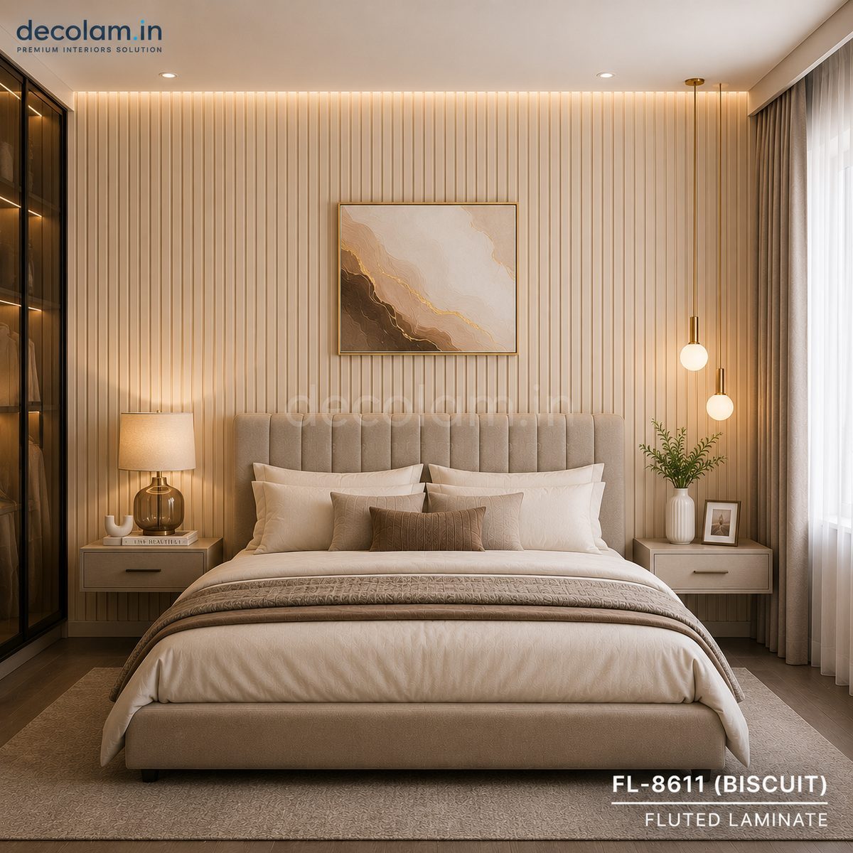 Decolam Fluted Series FL-8611 Biscuit Acrylic Laminate image 2