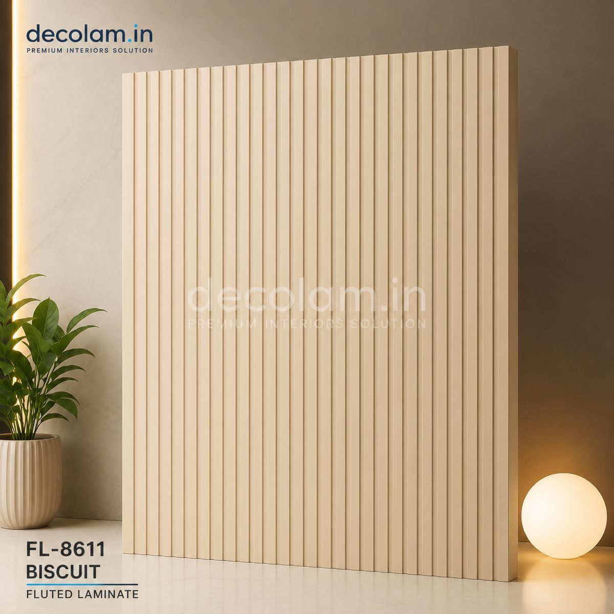 Decolam Fluted Series FL-8611 Biscuit Acrylic Laminate
