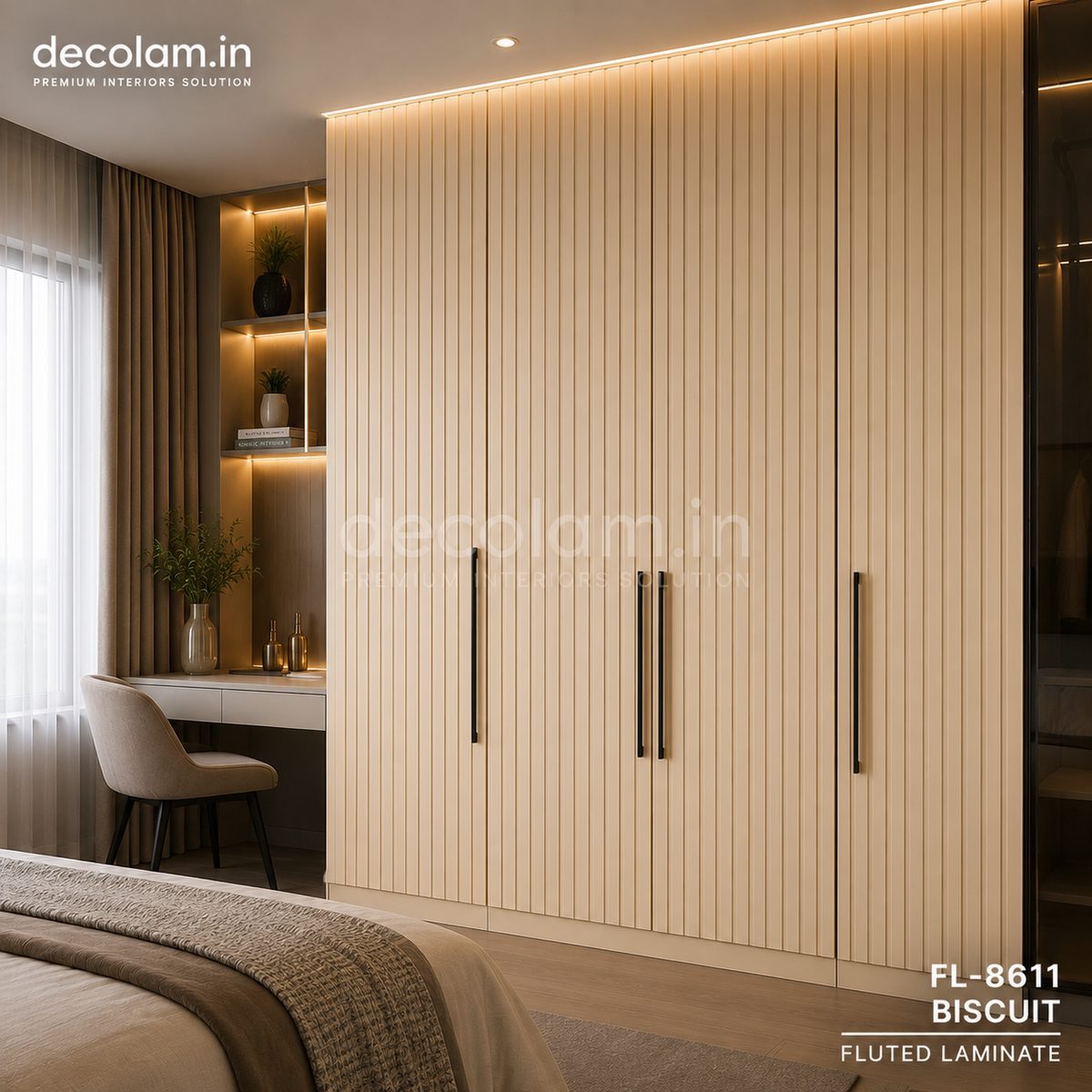 Decolam Fluted Series FL-8611 Biscuit Acrylic Laminate image 3