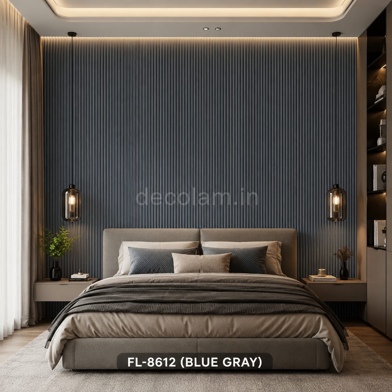 Decolam Fluted Series FL-8612 Blue Gray Acrylic Laminate image 2