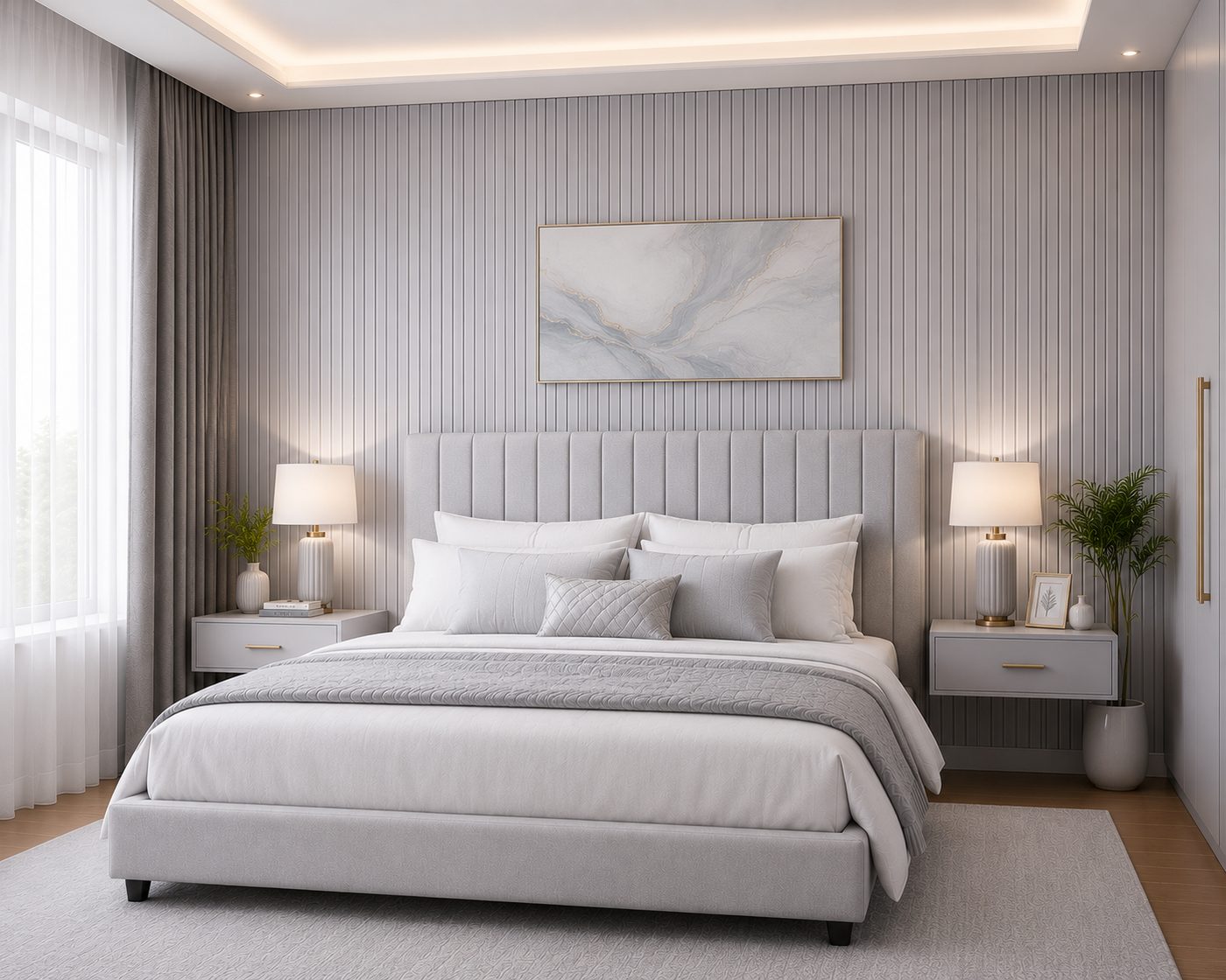 Decolam Fluted Series FL-8613 Harbor Grey Acrylic Laminate image 2