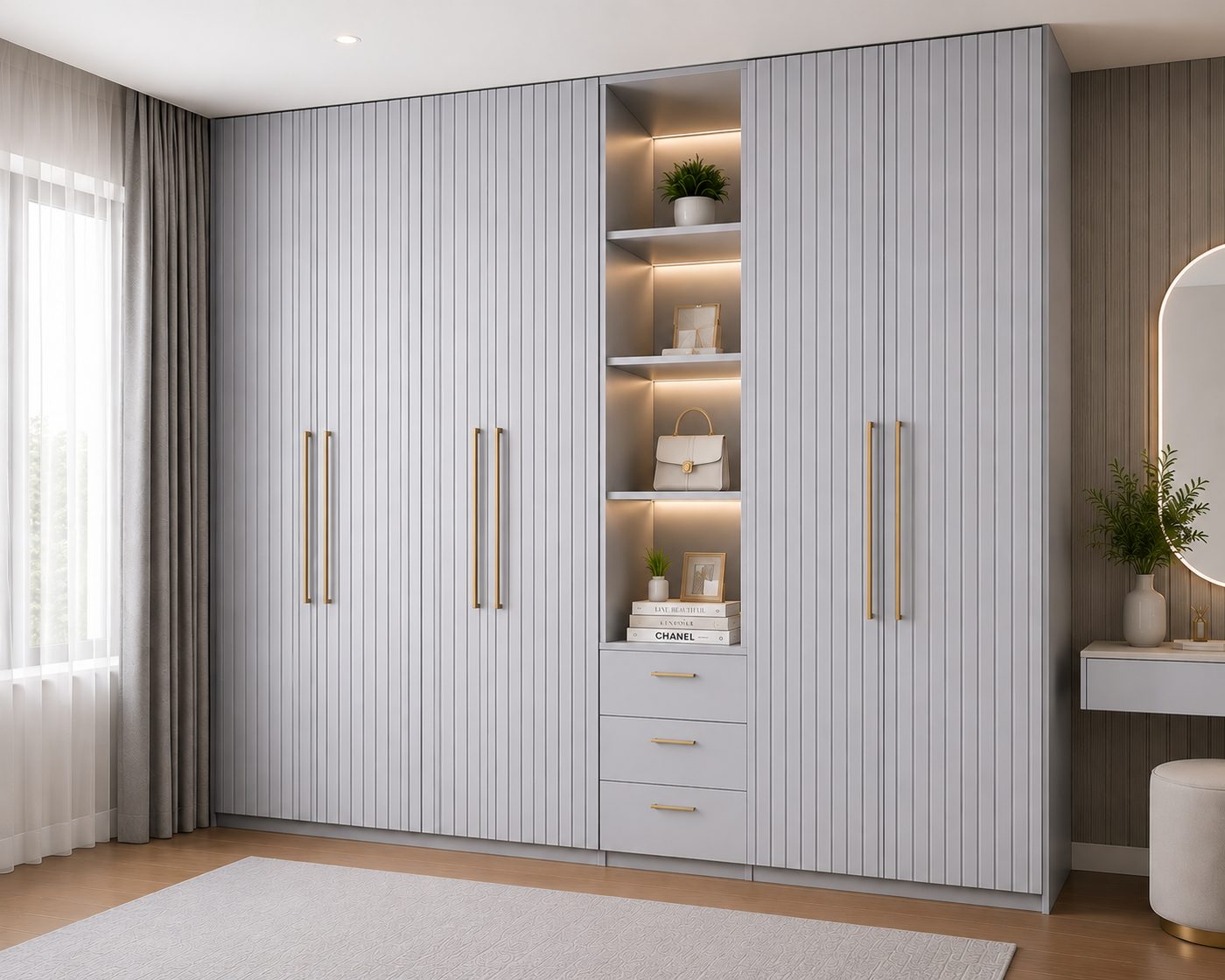 Decolam Fluted Series FL-8613 Harbor Grey Acrylic Laminate image 3