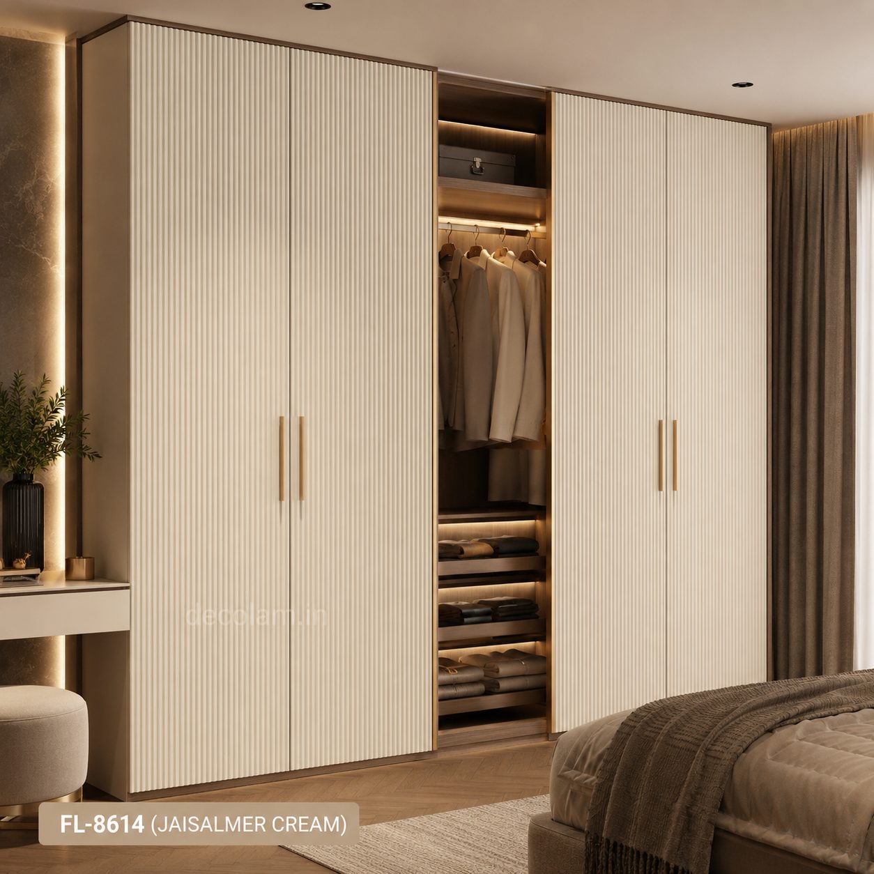 Decolam Fluted Series FL-8614 Jaisalmer Cream Acrylic Laminate image 3