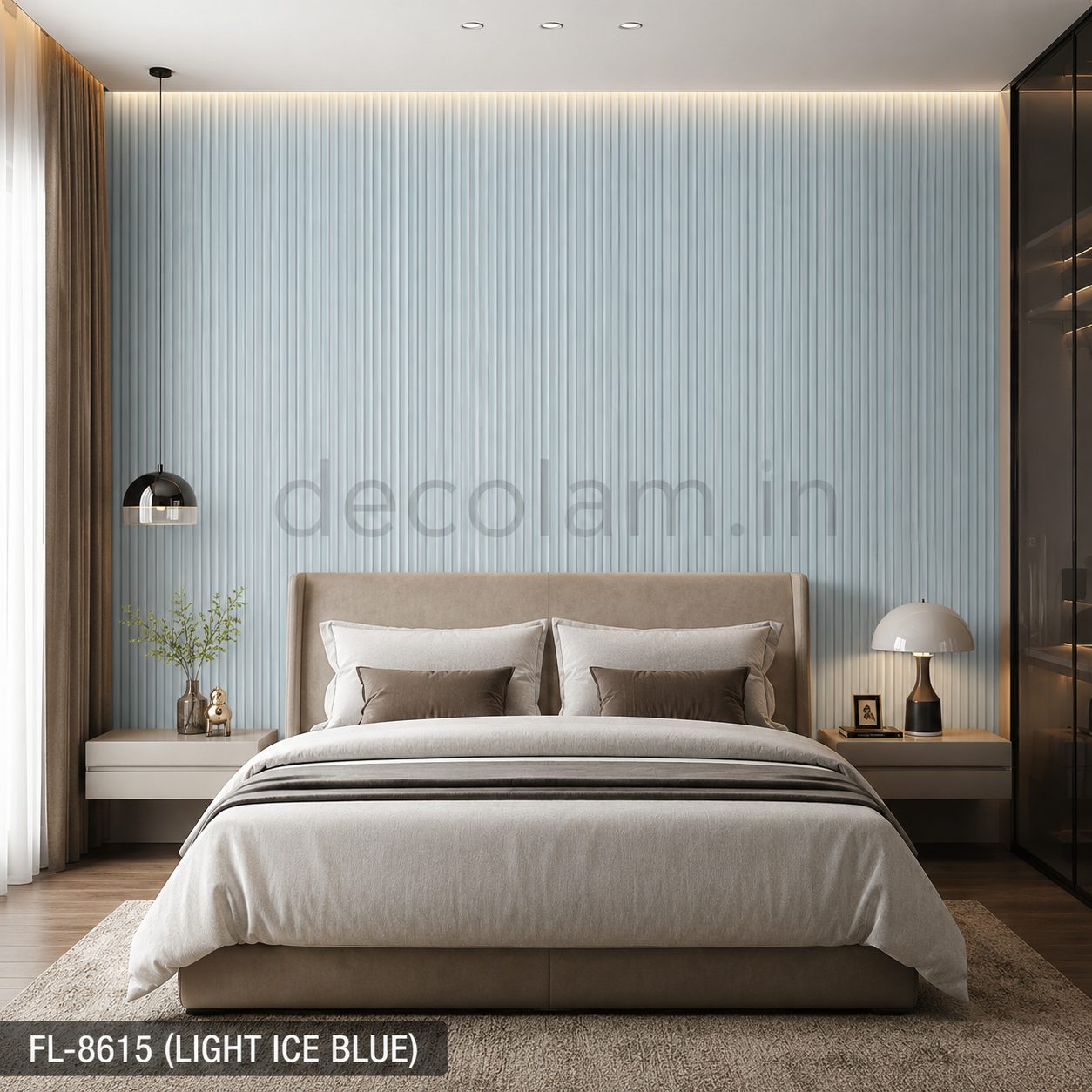 Decolam Fluted Series FL-8615 Light Ice Blue Acrylic Laminate image 2