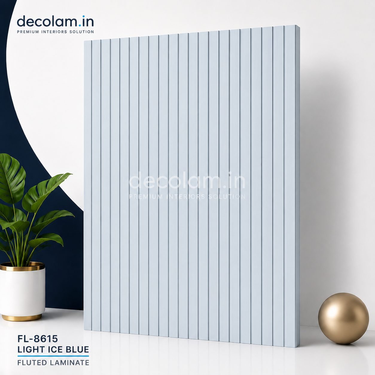Decolam Fluted Series FL-8615 Light Ice Blue Acrylic Laminate