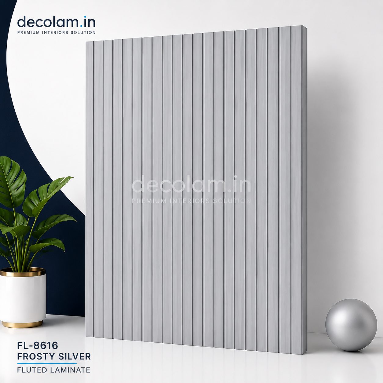 Decolam Fluted Series FL-8616 Frosty Silver Acrylic Laminate