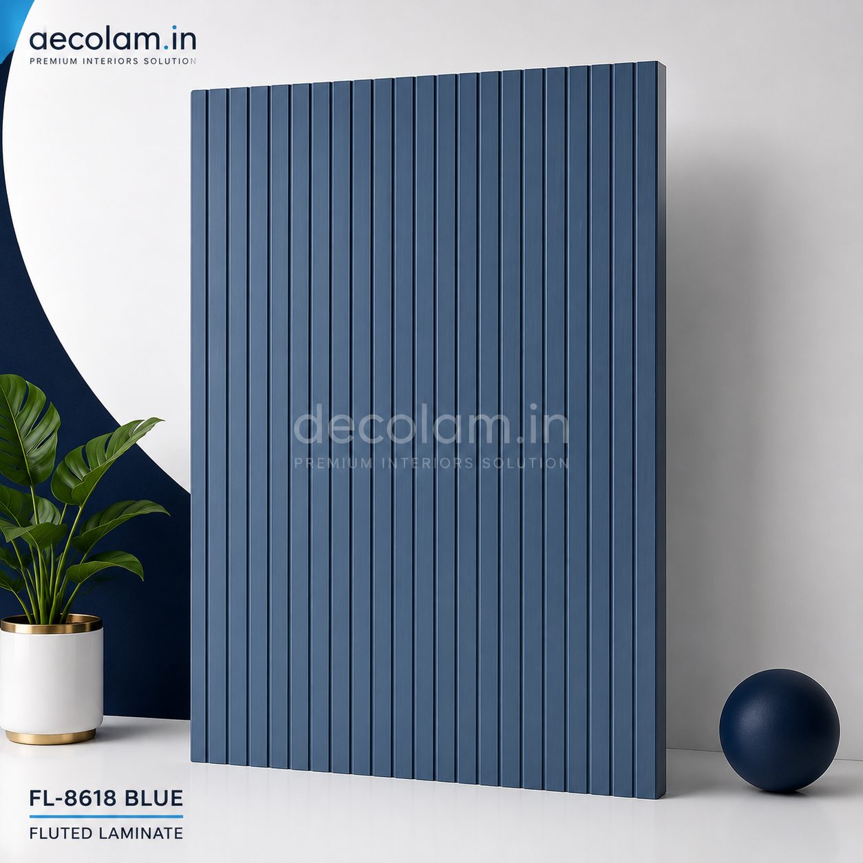 Decolam Fluted Series FL-8618 Blue Acrylic Laminate