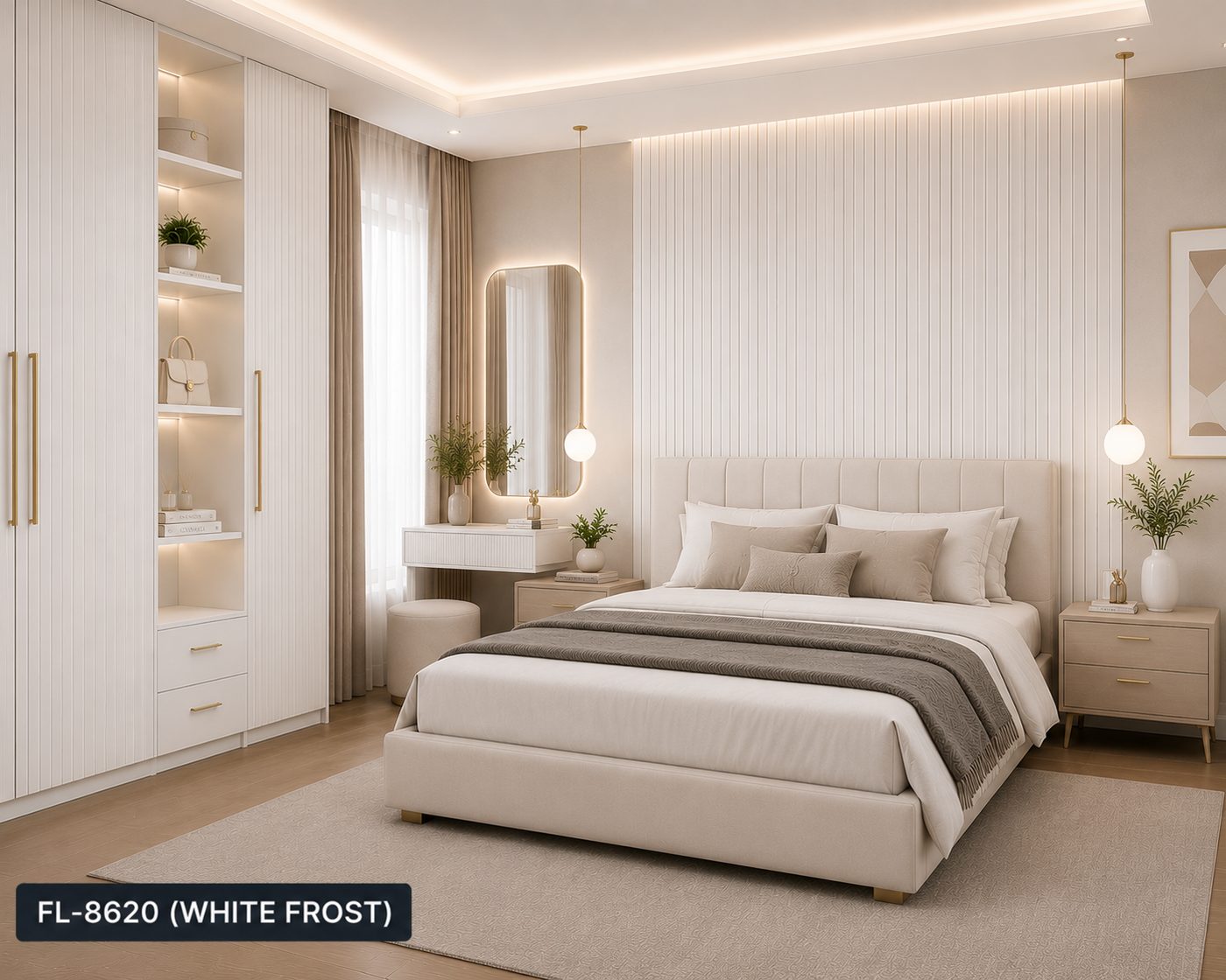 Decolam Fluted Series FL-8620 White Frost Acrylic Laminate image 2