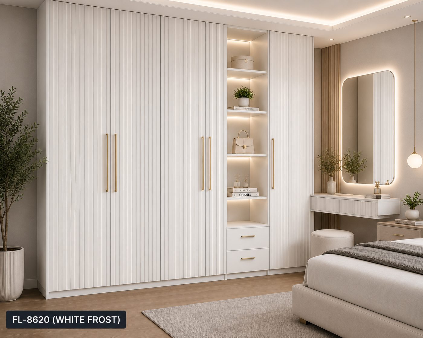 Decolam Fluted Series FL-8620 White Frost Acrylic Laminate image 3