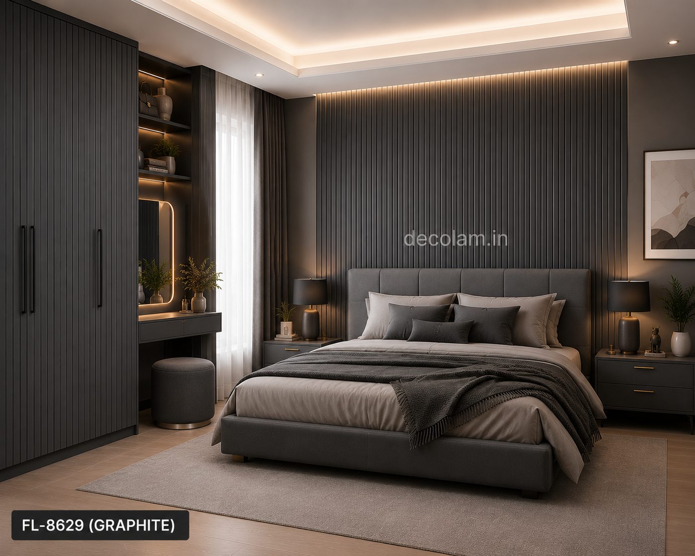 Decolam Fluted Series FL-8629 Graphite Acrylic Laminate image 2