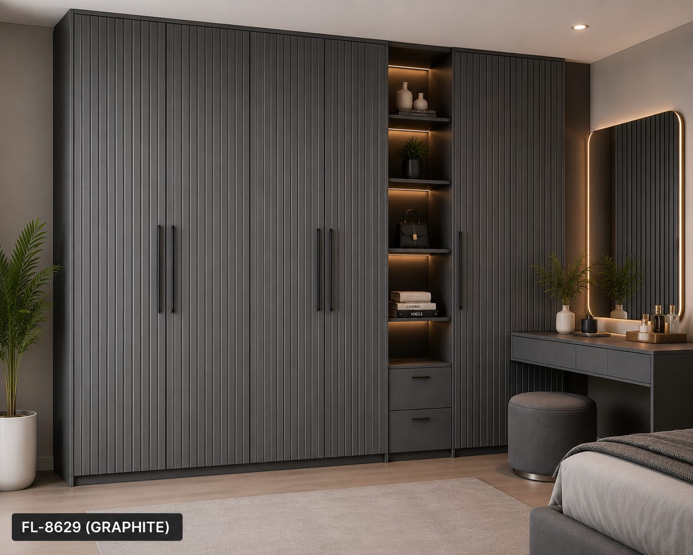 Decolam Fluted Series FL-8629 Graphite Acrylic Laminate image 3