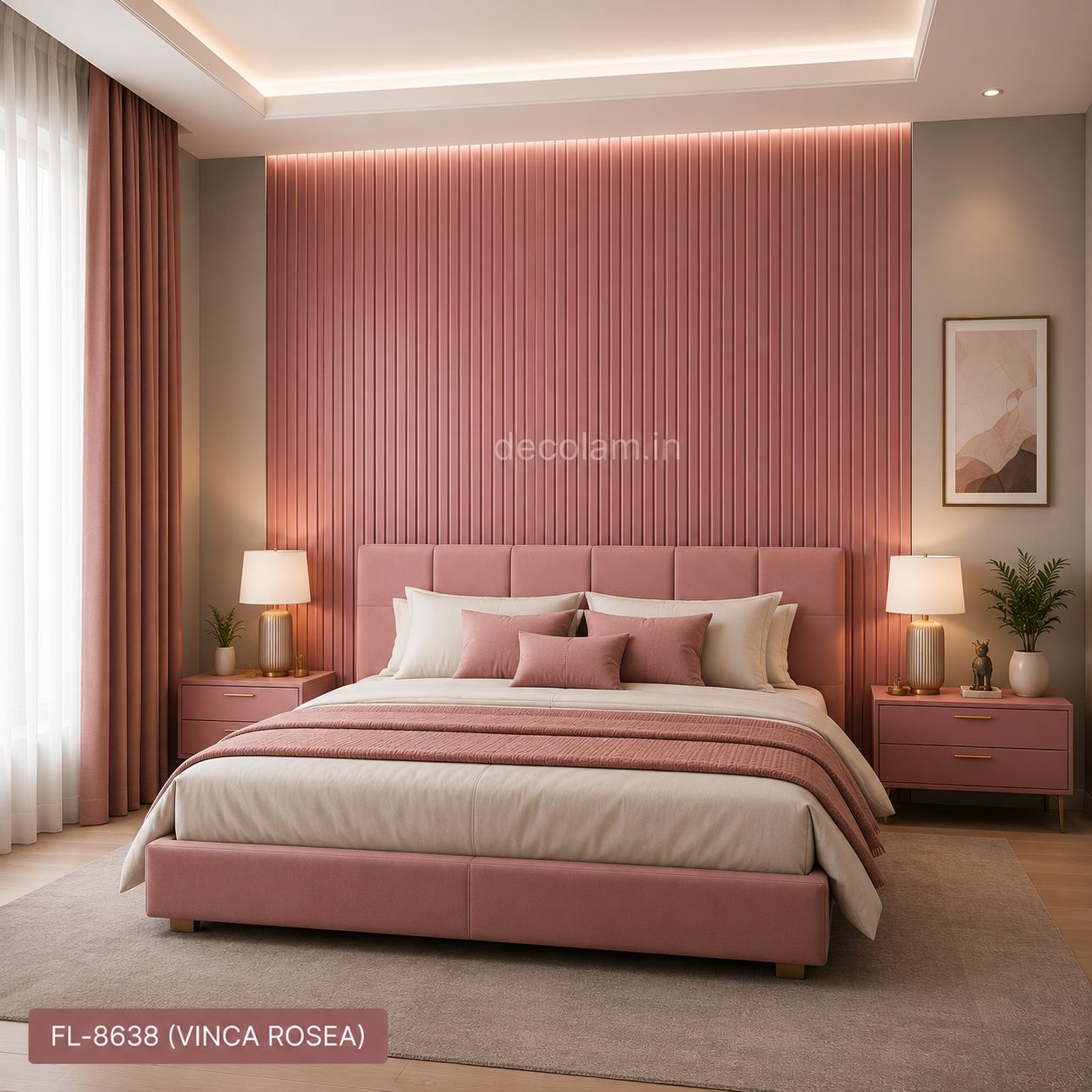 Decolam Fluted Series FL-8638 Vinca Rosea Acrylic Laminate image 2