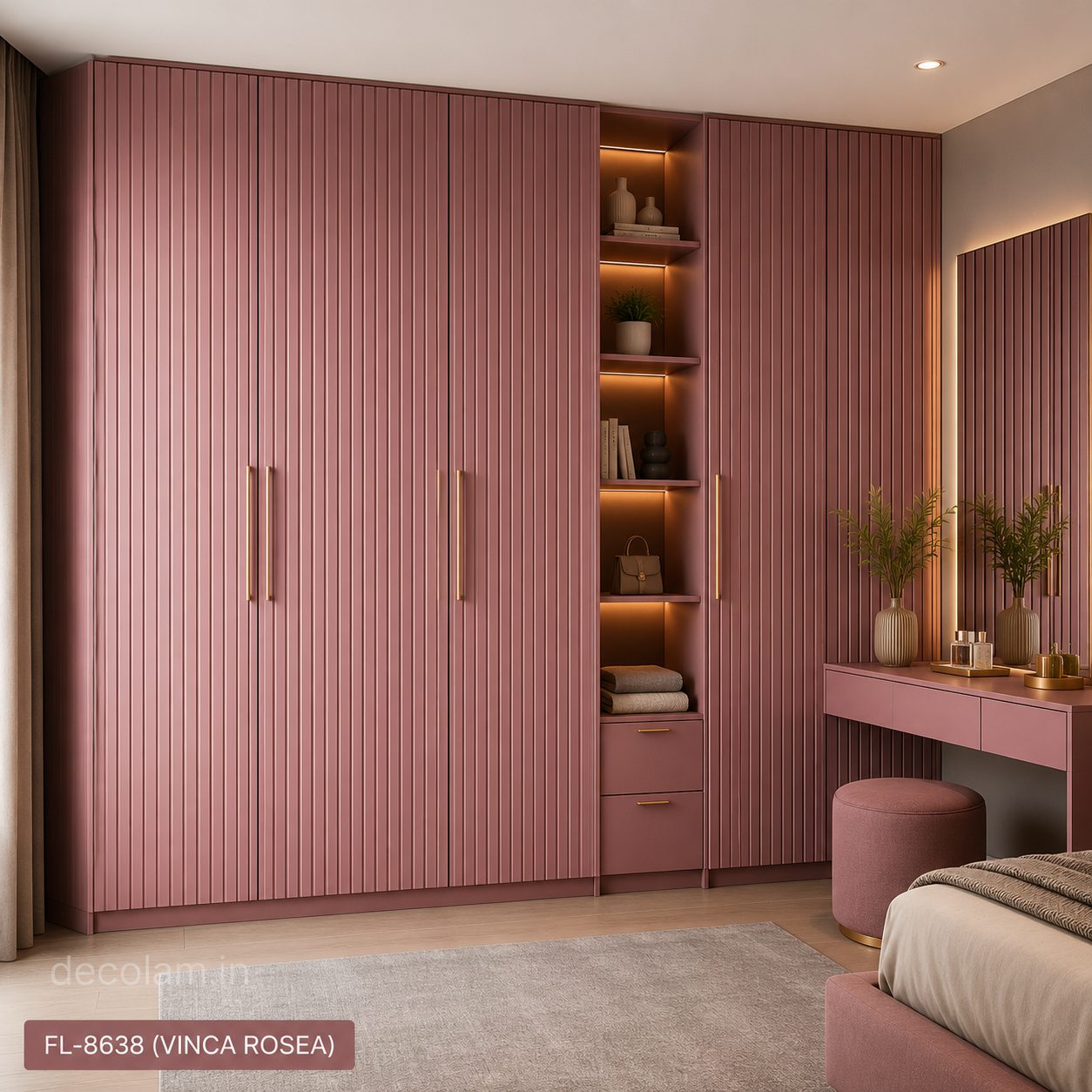 Decolam Fluted Series FL-8638 Vinca Rosea Acrylic Laminate image 3