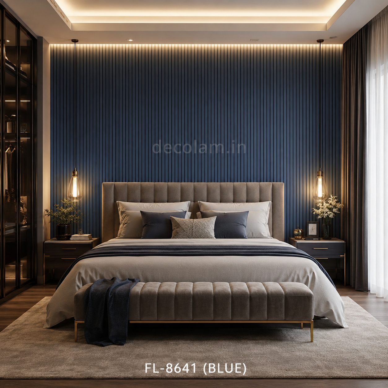 Decolam Fluted Series FL-8641 Blue Acrylic Laminate image 2
