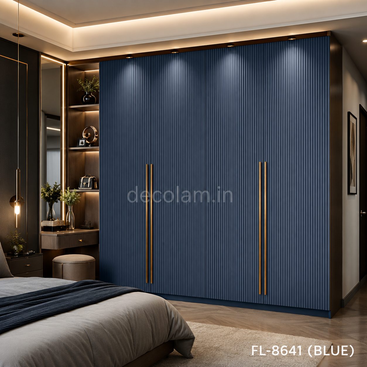 Decolam Fluted Series FL-8641 Blue Acrylic Laminate image 3