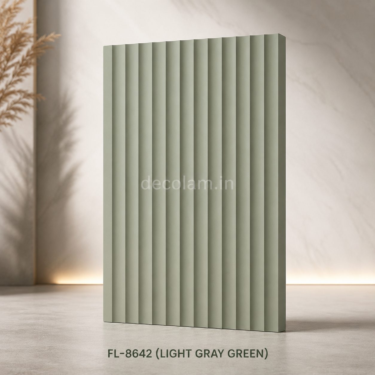 Decolam Fluted Series FL-8642 Light Gray Green Acrylic Laminate image 1