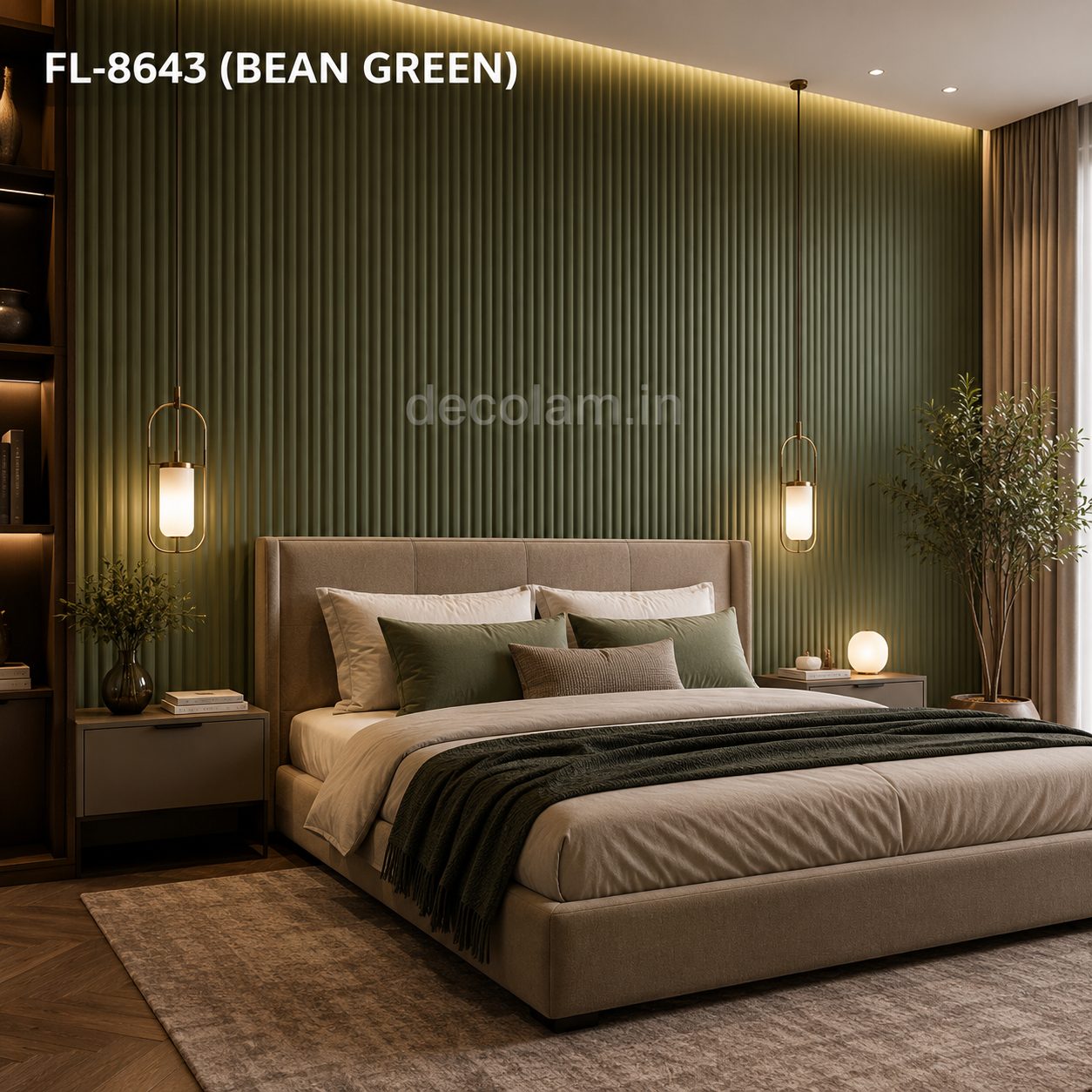 Decolam Fluted Series FL-8643 Bean Green Acrylic Laminate image 2