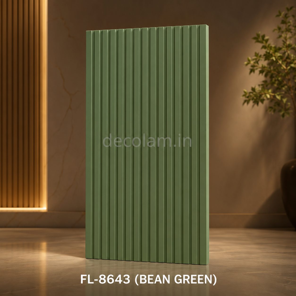Decolam Fluted Series FL-8643 Bean Green Acrylic Laminate image 1