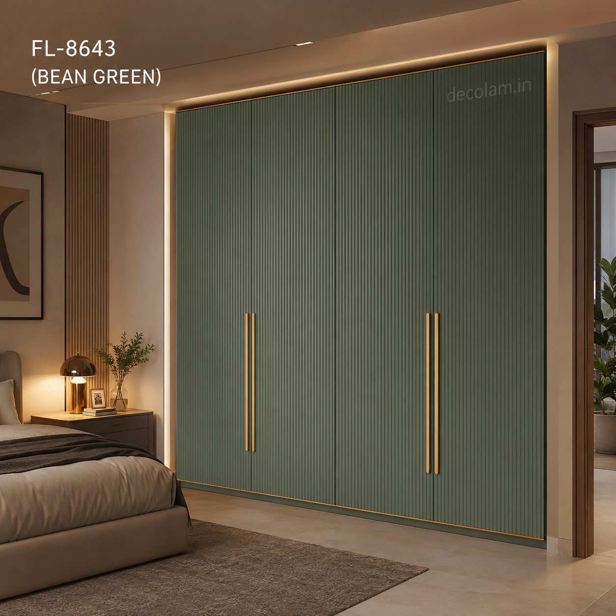 Decolam Fluted Series FL-8643 Bean Green Acrylic Laminate image 3