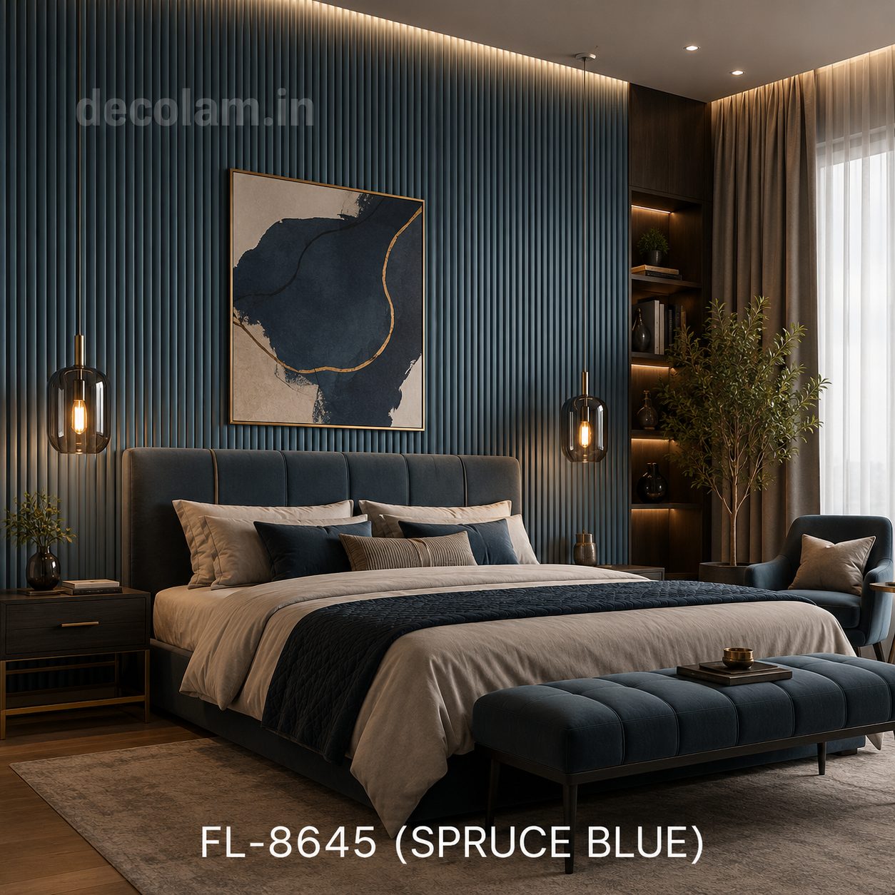 Decolam Fluted Series FL-8645 Spruce Blue Acrylic Laminate image 2