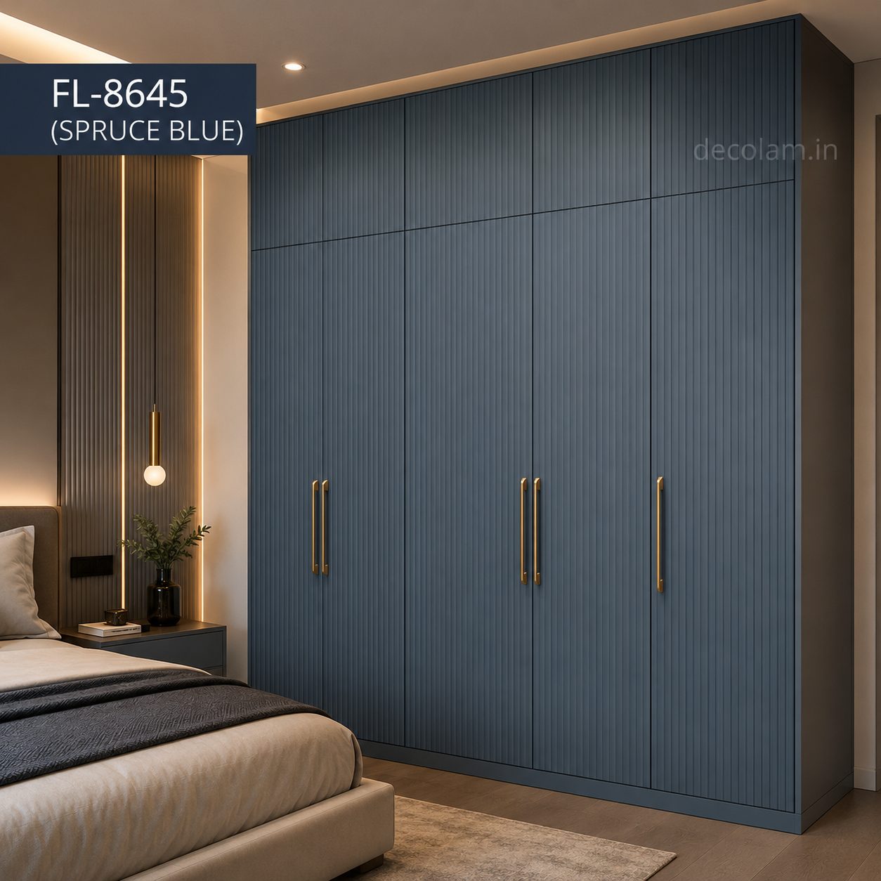 Decolam Fluted Series FL-8645 Spruce Blue Acrylic Laminate image 3