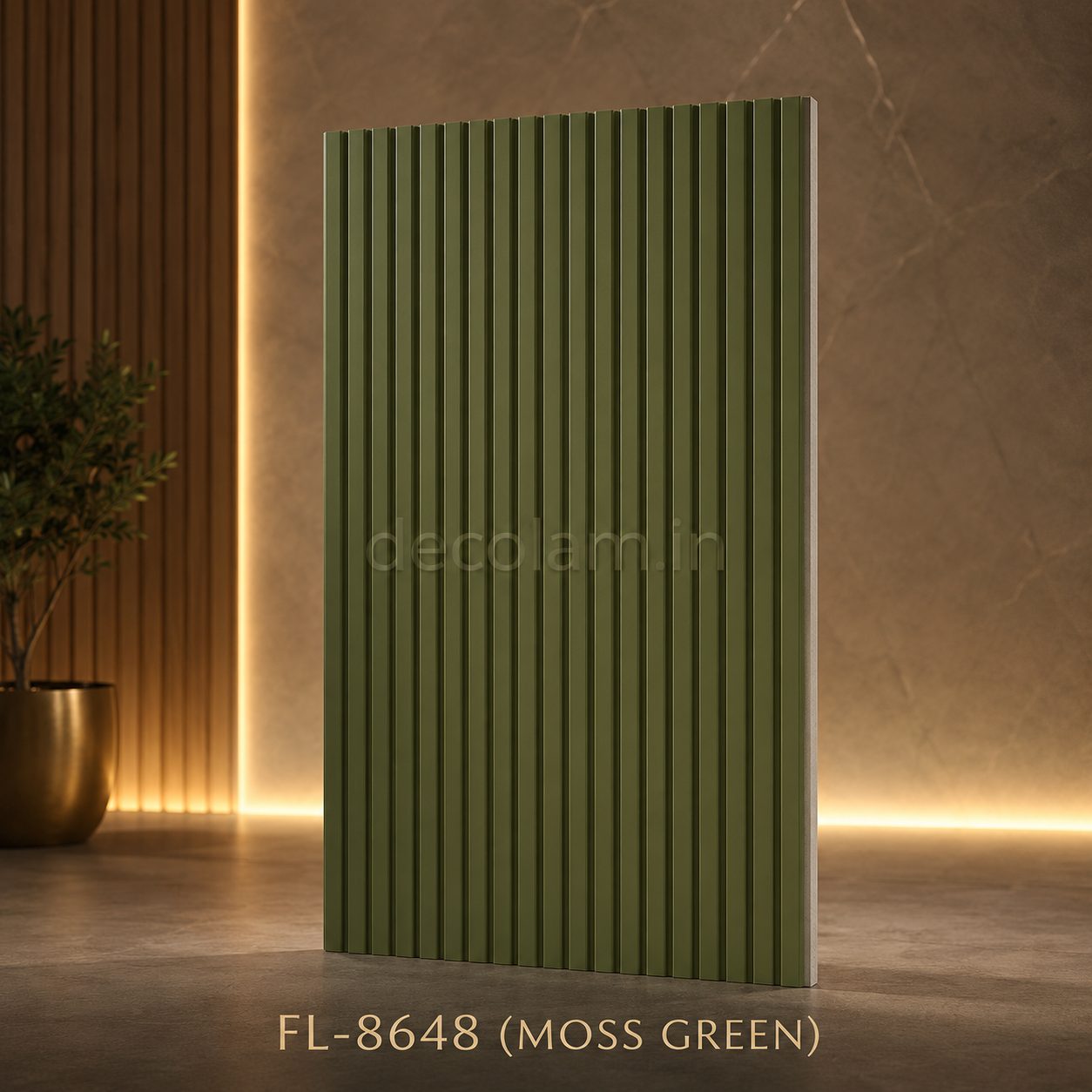 Decolam Fluted Series FL-8648 Moss Green Acrylic Laminate image 1