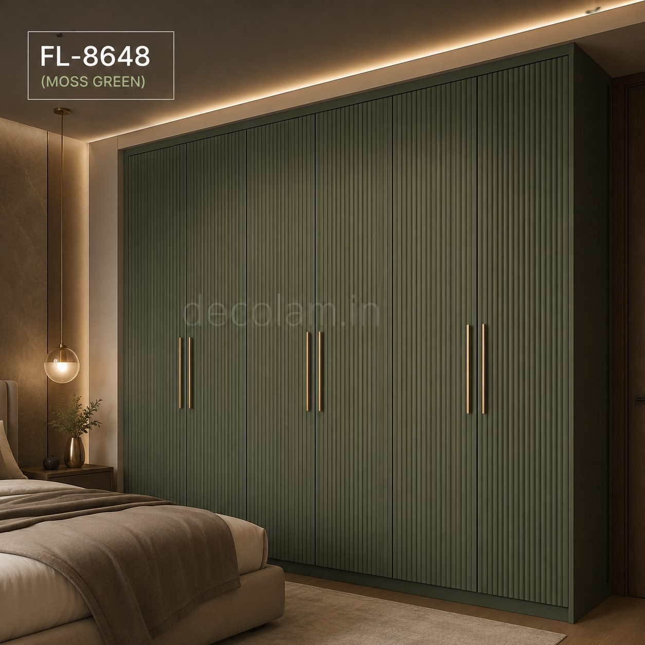 Decolam Fluted Series FL-8648 Moss Green Acrylic Laminate image 3