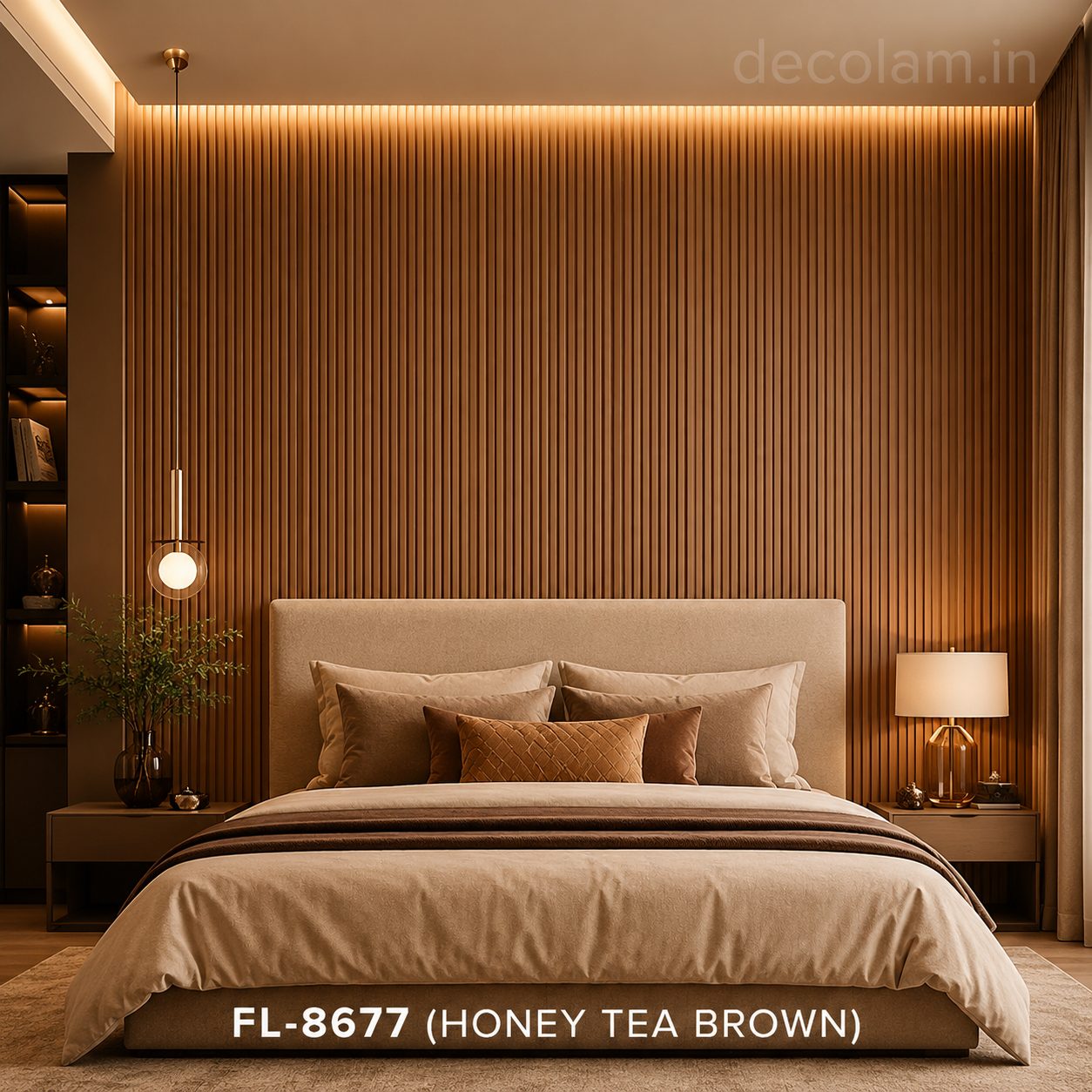 Decolam Fluted Series FL-8677 Honey Tea Brown Acrylic Laminate image 2