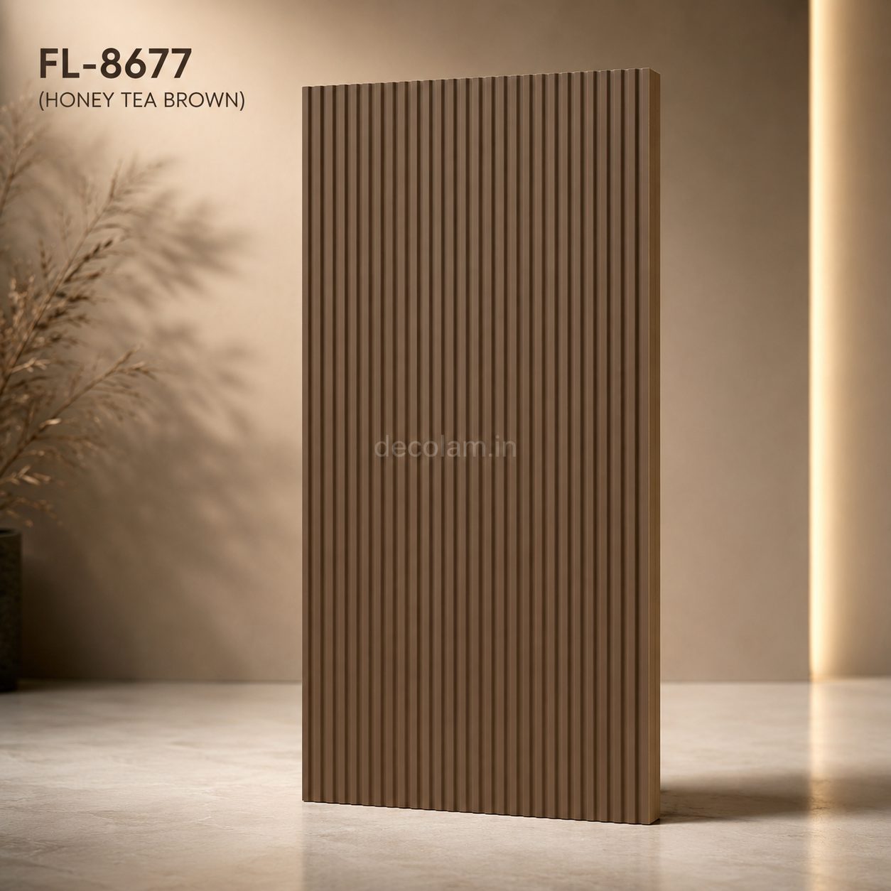 Decolam Fluted Series FL-8677 Honey Tea Brown Acrylic Laminate image 1