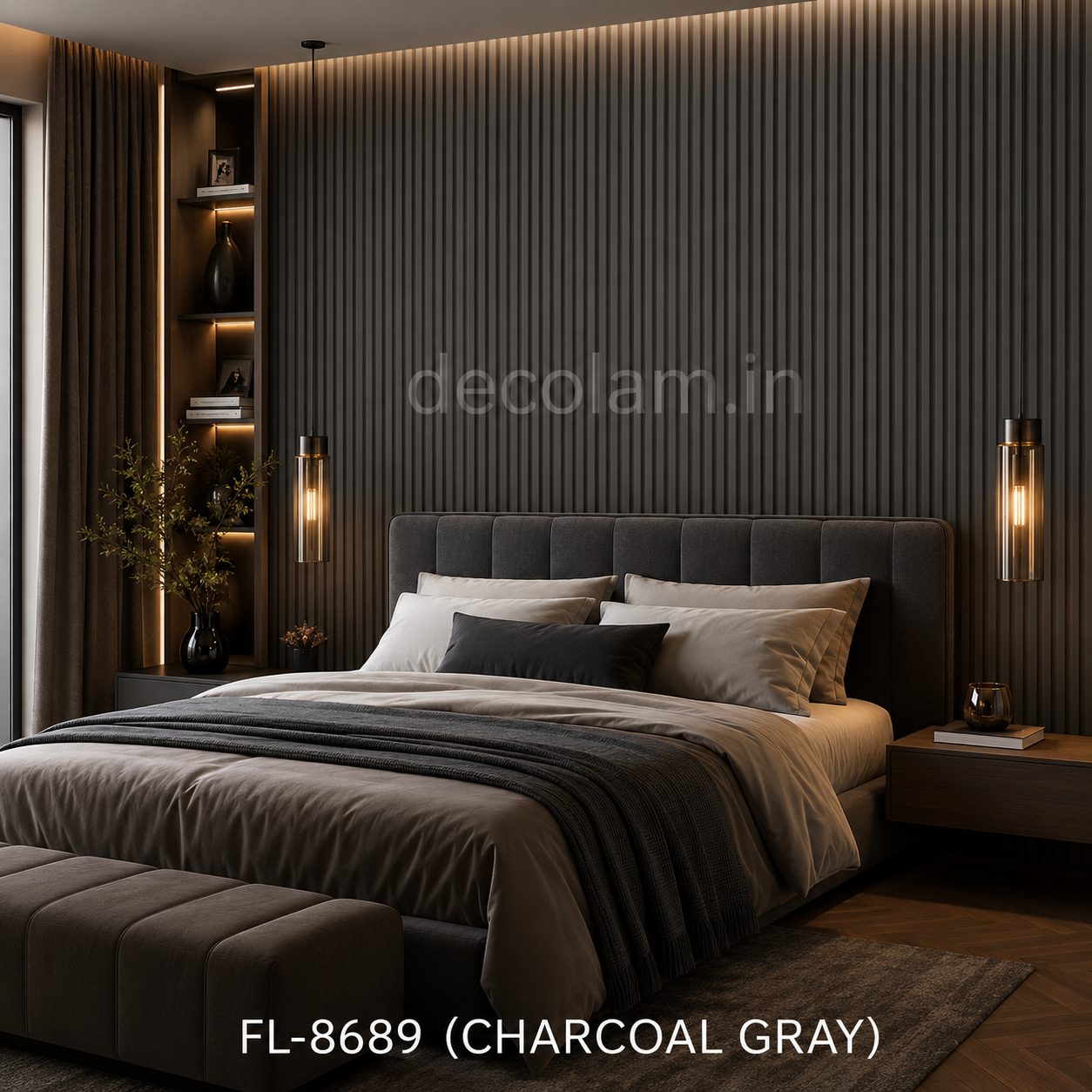 Decolam Fluted Series FL-8689 Charcoal Gray Acrylic Laminate image 2