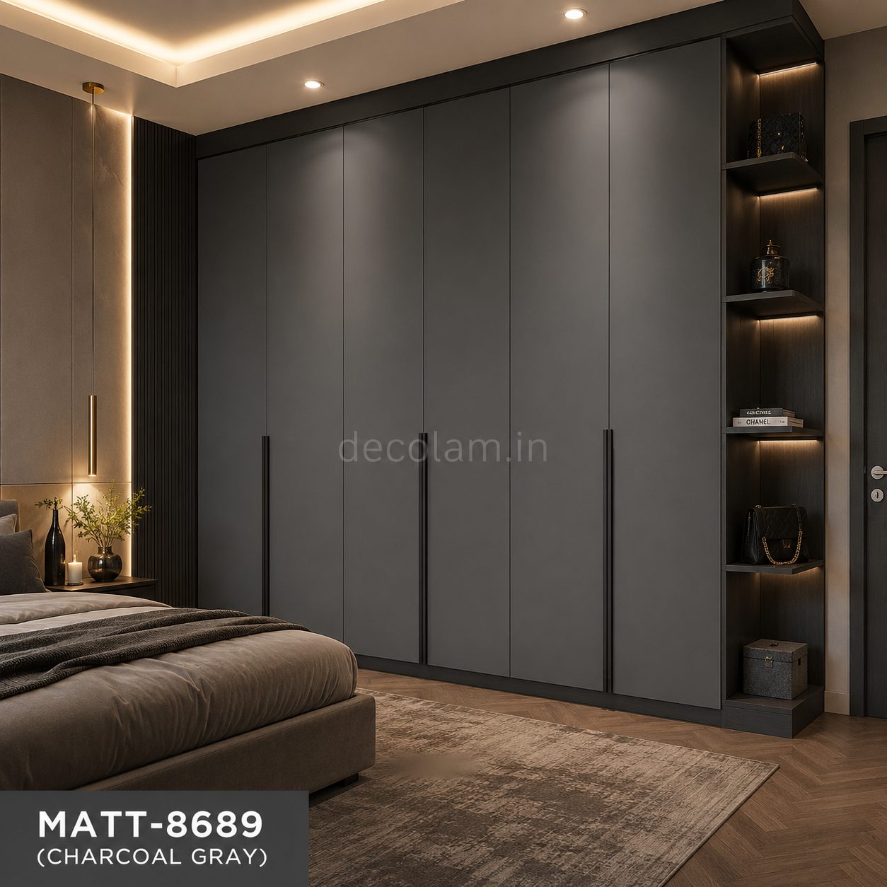 Decolam Fluted Series FL-8689 Charcoal Gray Acrylic Laminate image 3