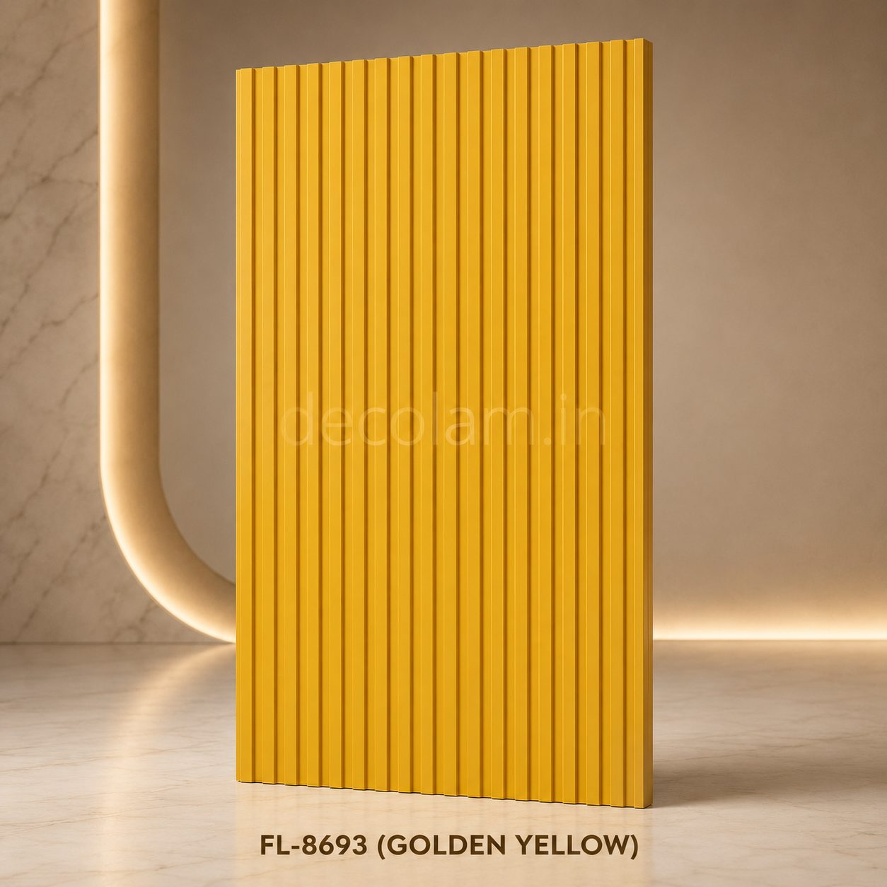 Decolam Fluted Series FL-8693 Golden Yellow Acrylic Laminate image 1