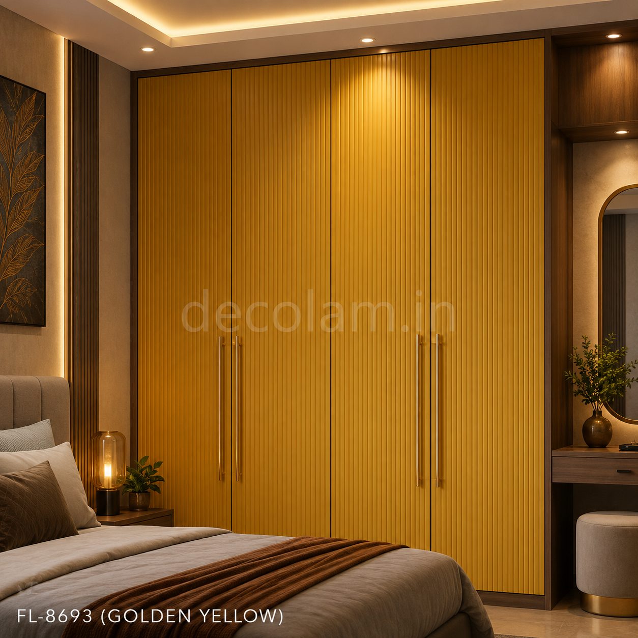 Decolam Fluted Series FL-8693 Golden Yellow Acrylic Laminate image 3