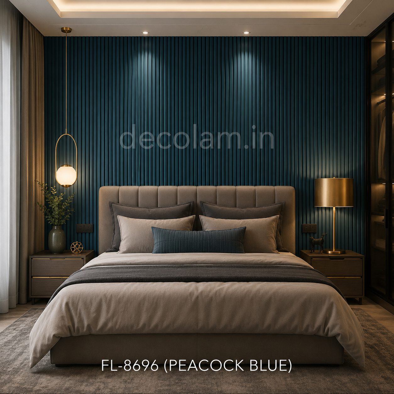 Decolam Fluted Series FL-8696 Peacock Blue Acrylic Laminate image 2