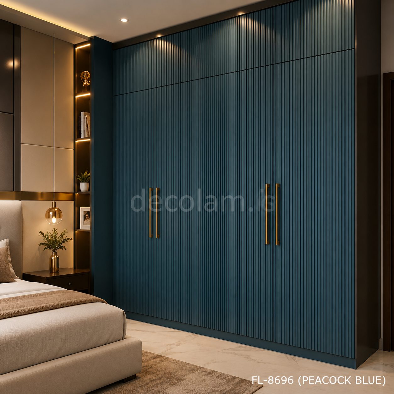 Decolam Fluted Series FL-8696 Peacock Blue Acrylic Laminate image 3
