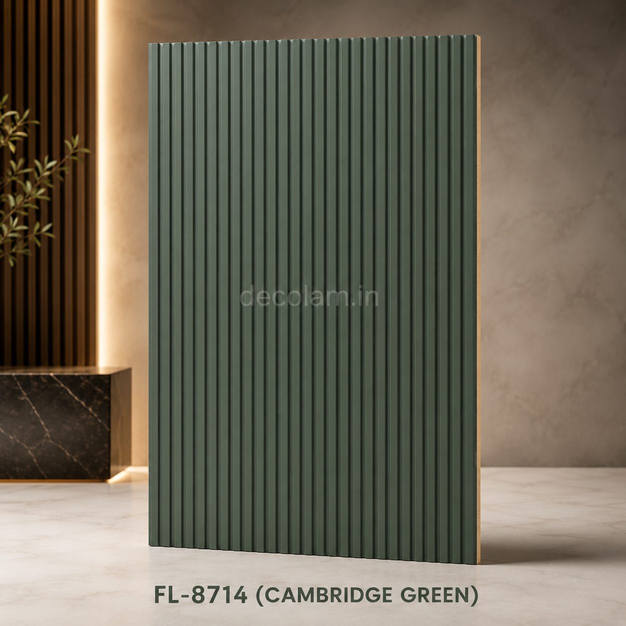 Decolam Fluted Series FL-8714 Cambridge Green Acrylic Laminate image 1