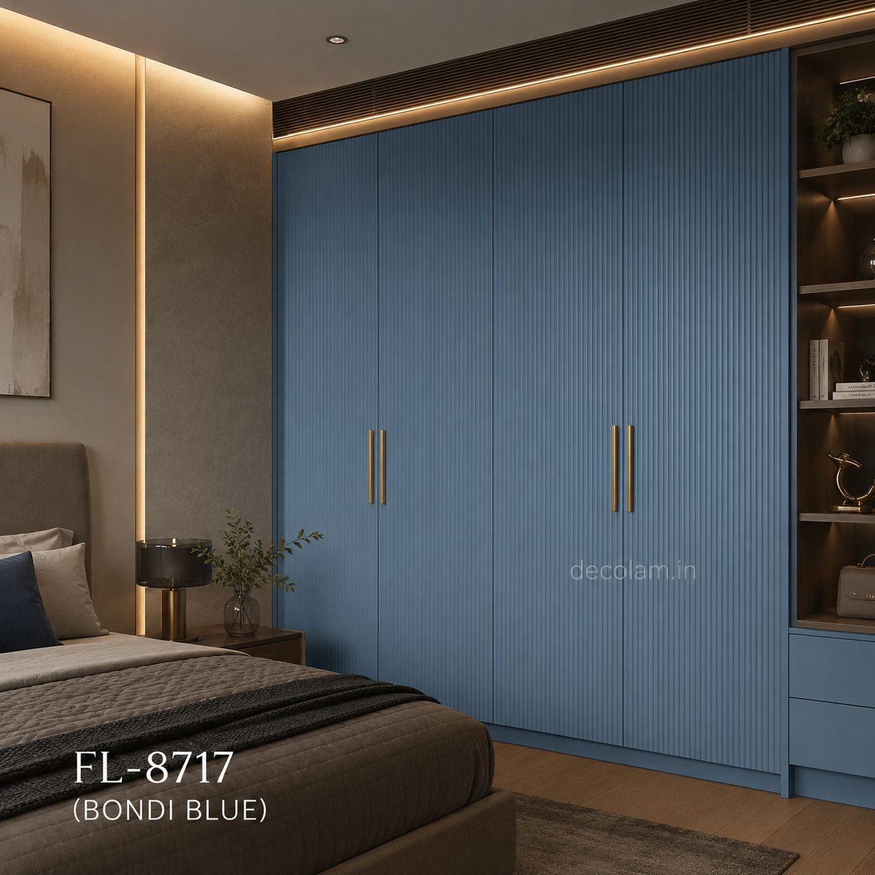 Decolam Fluted Series FL-8717 Bondi Blue Acrylic Laminate image 3