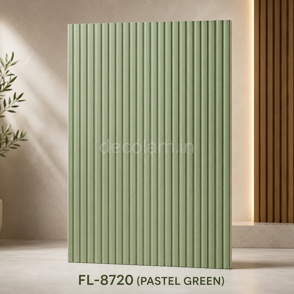 Decolam Fluted Series FL-8720 Pastel Green Acrylic Laminate image 1