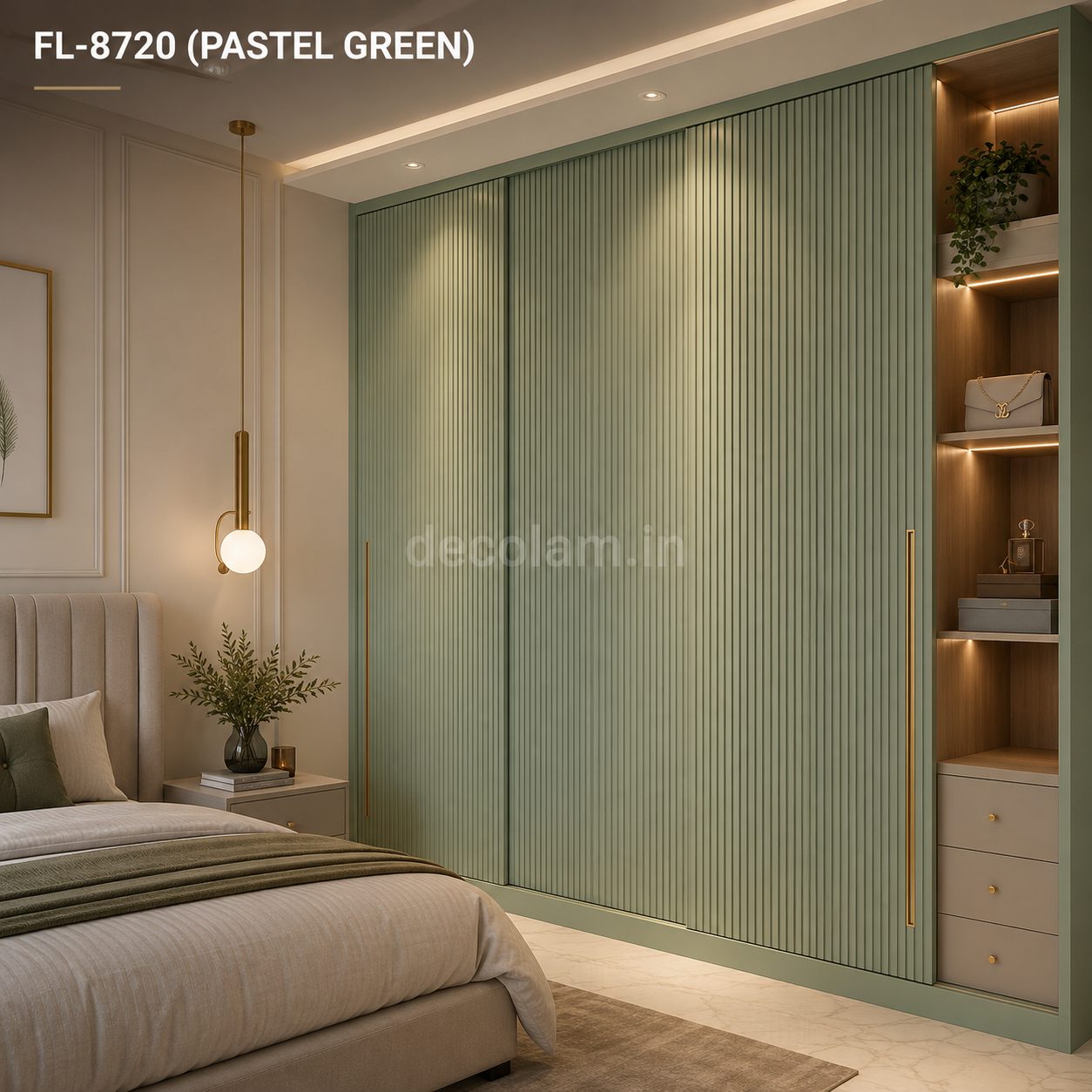 Decolam Fluted Series FL-8720 Pastel Green Acrylic Laminate image 3