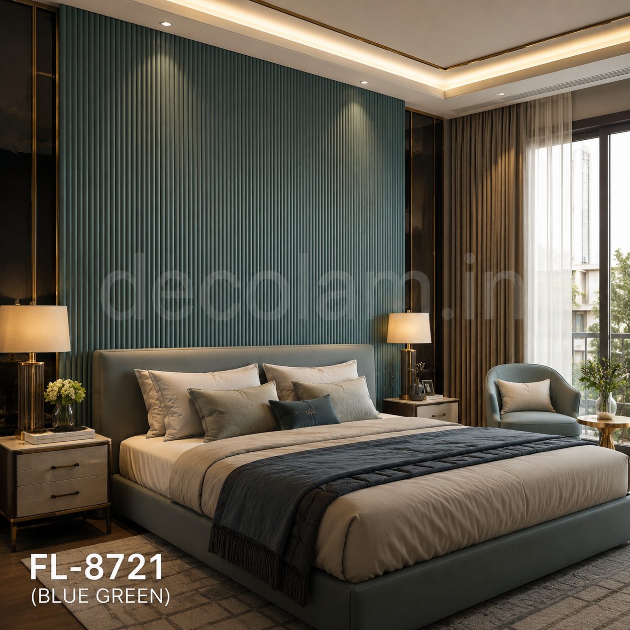Decolam Fluted Series FL-8721 Blue Green Acrylic Laminate image 2