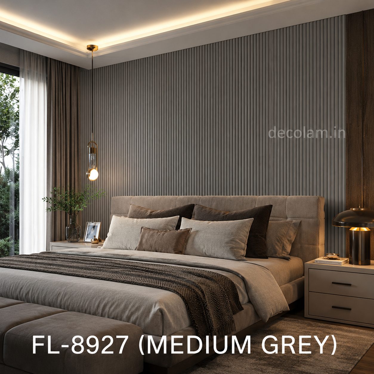 Decolam Fluted Series FL-8927 Medium Grey Acrylic Laminate image 2