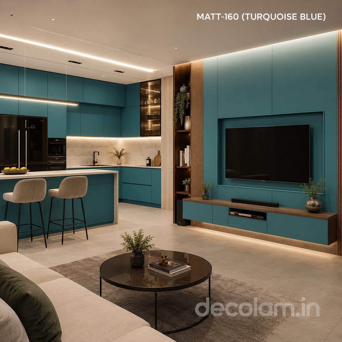 Decolam Matte Series MATT-160 Turquoise Blue Acrylic Laminate image 3