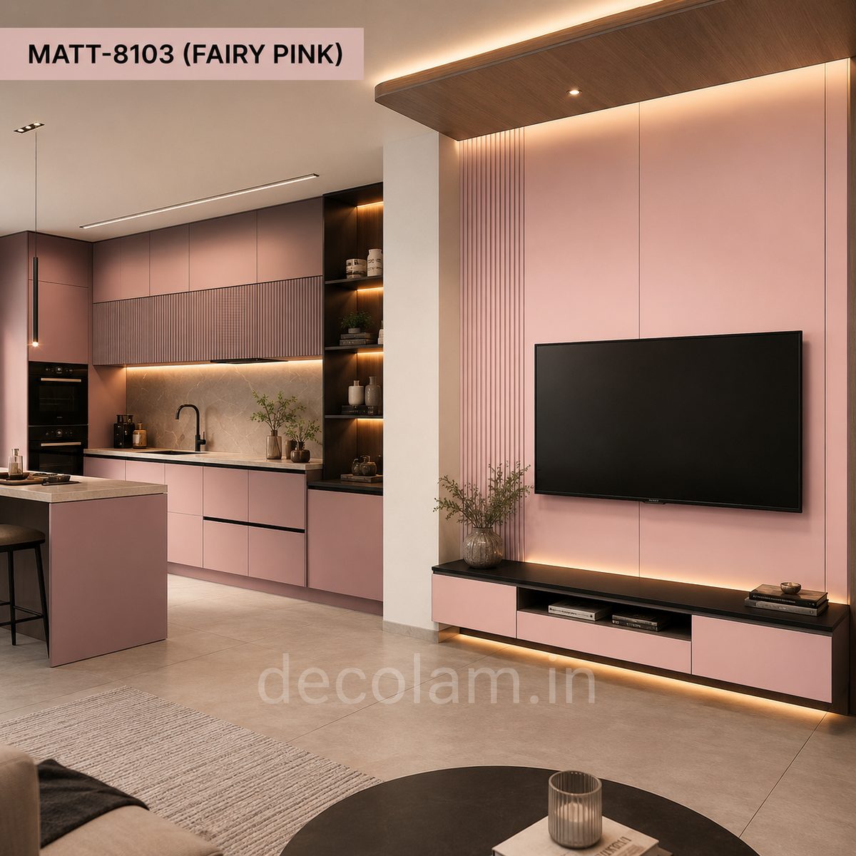 Decolam Matte Series MATT-8103 Fairy Pink Acrylic Laminate image 3