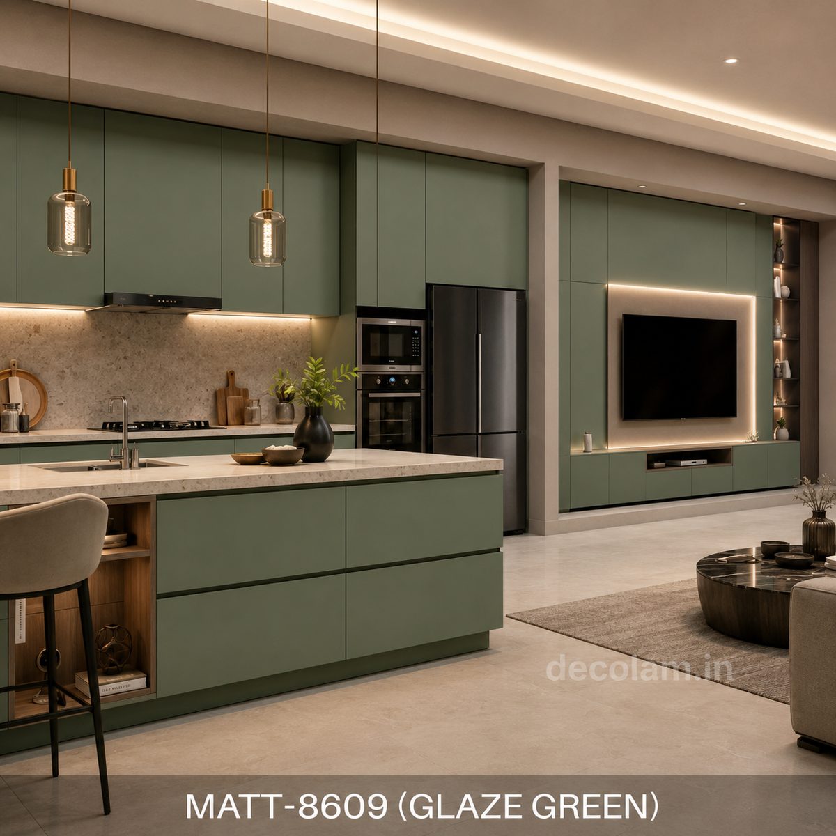 Decolam Matte Series MATT-8609 Glaze Green Acrylic Laminate image 3