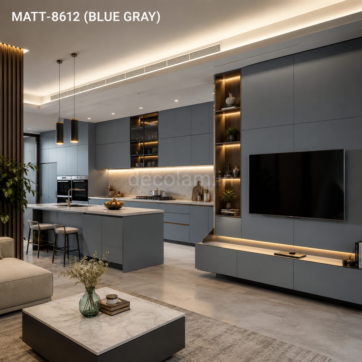 Decolam Matte Series MATT-8612 Blue Gray Acrylic Laminate image 2