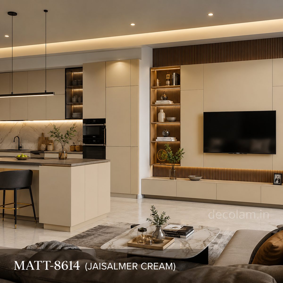 Decolam Matte Series MATT-8614 Jaisalmer Cream Acrylic Laminate image 3