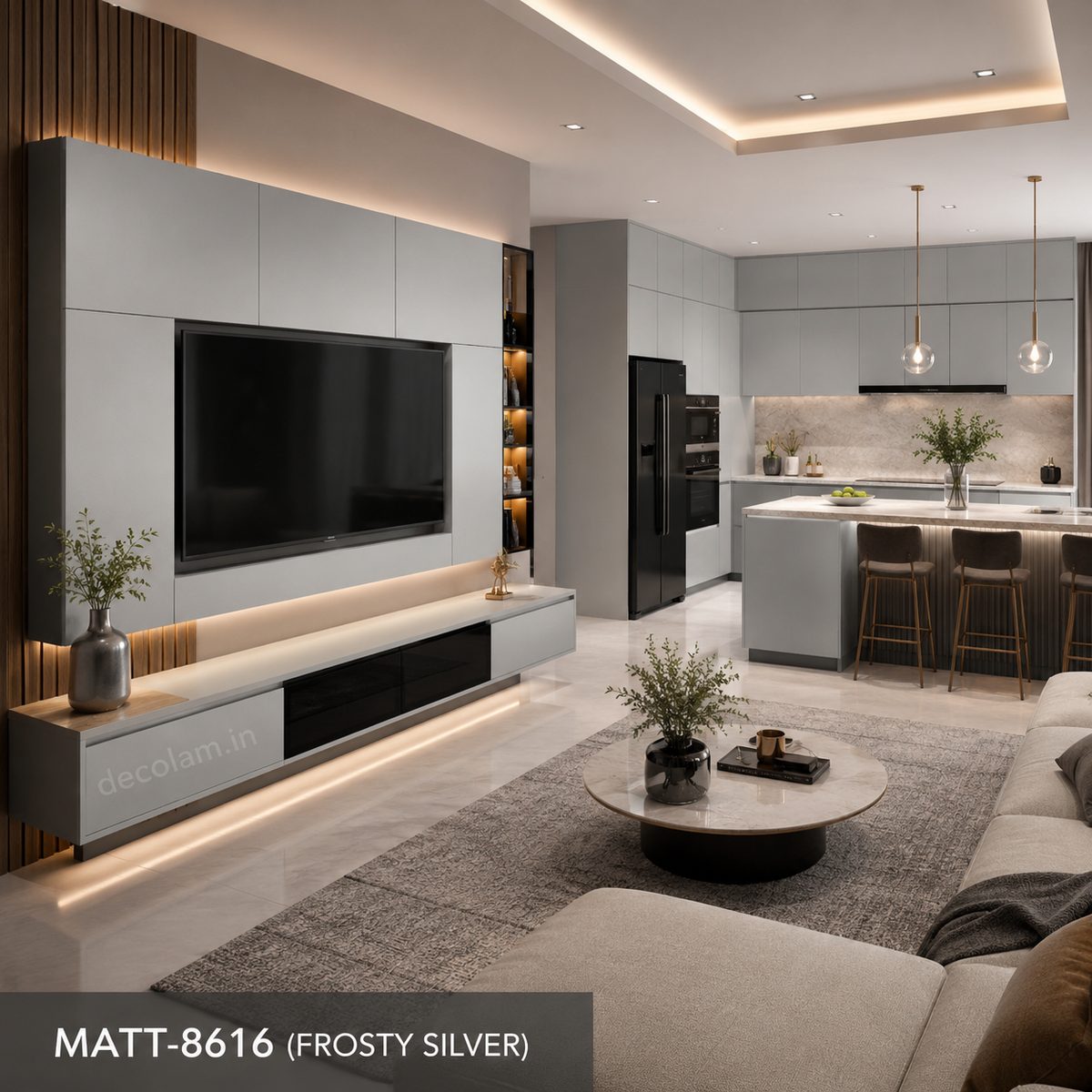 Decolam Matte Series MATT-8616 Frosty Silver Acrylic Laminate image 3